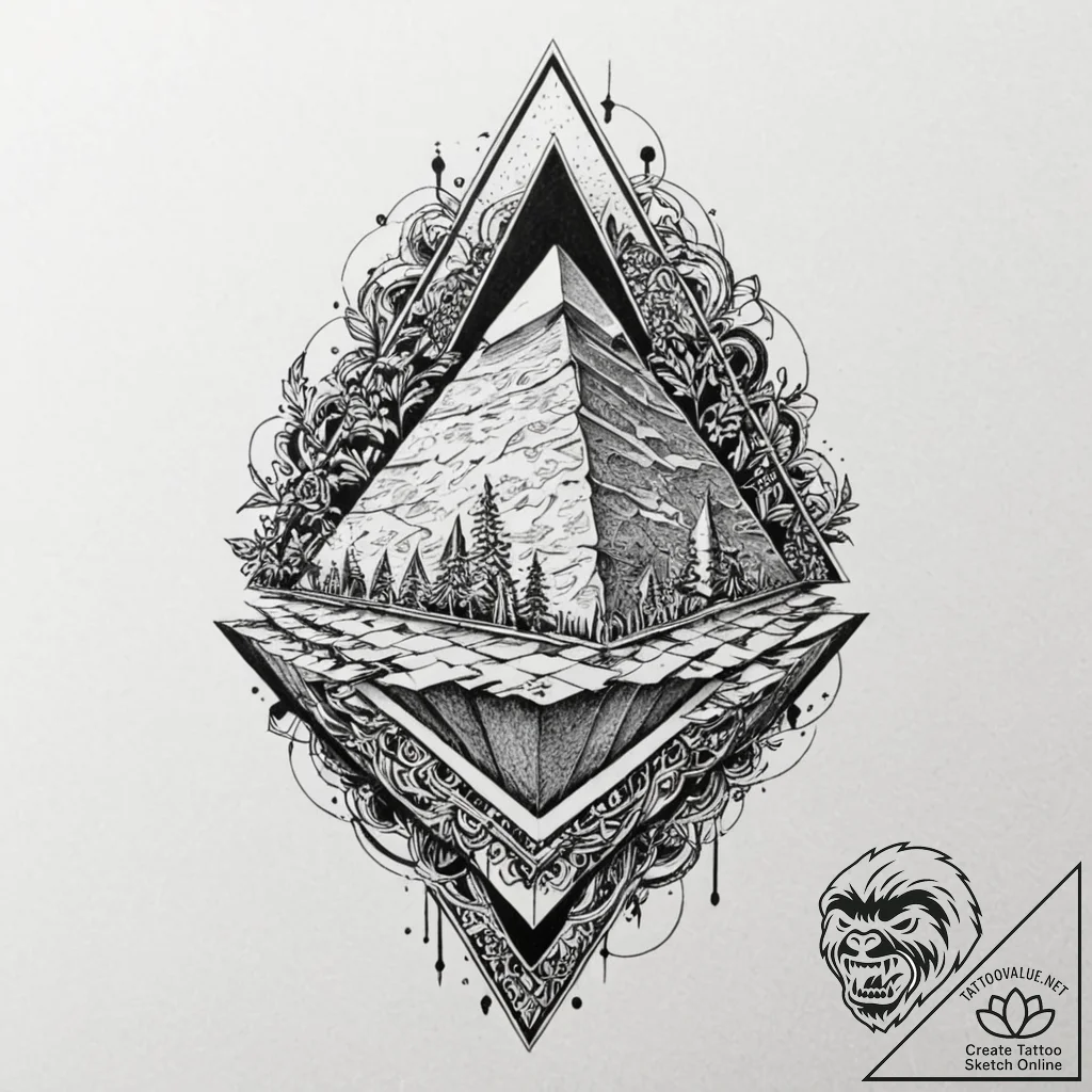 Pyramid, tattoo sketch design, black outline... - tattoo sketch (№1751870770_0, 07.07.2025 06:46) — tattoovalue.net