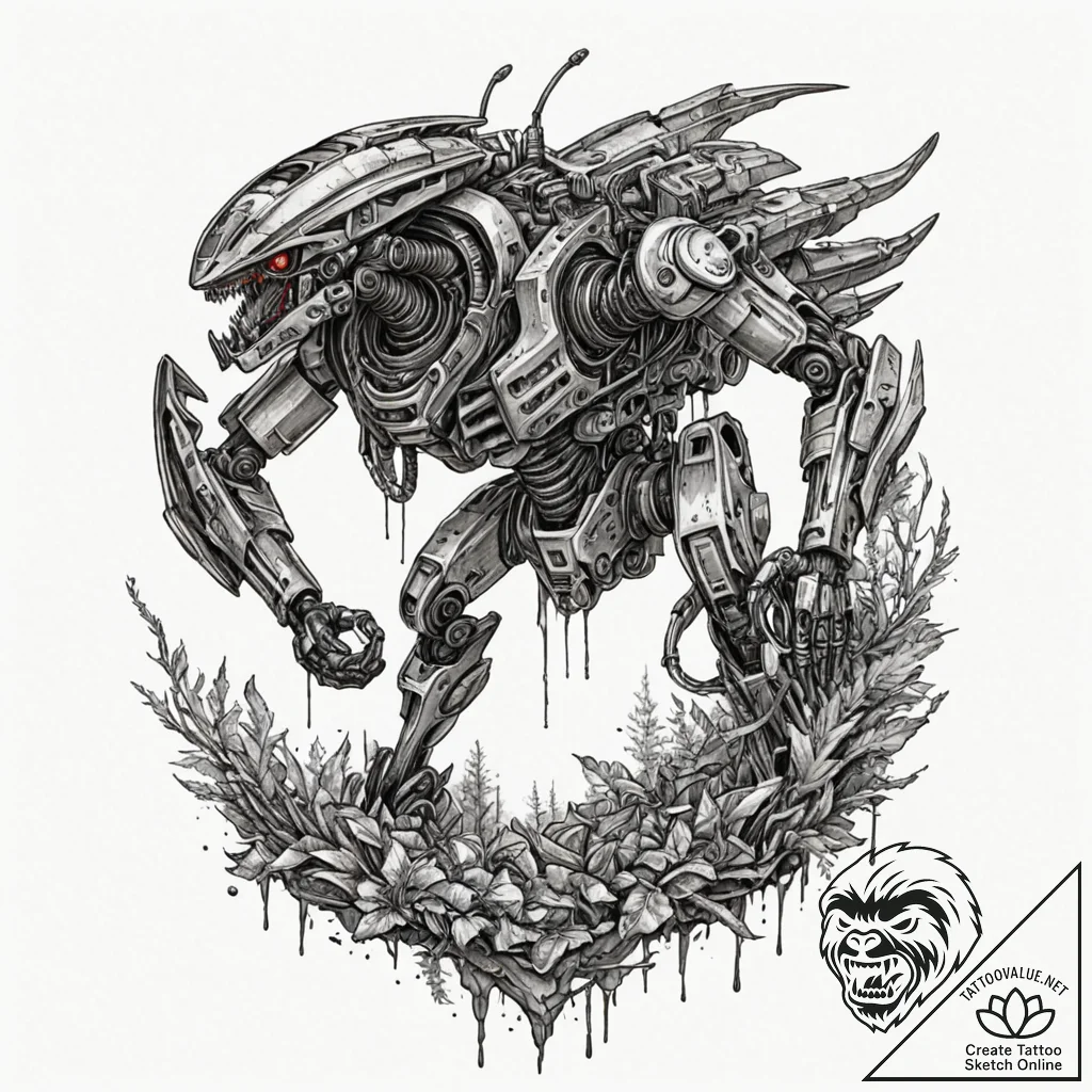 Trash polka sketch of ripley in the power loa... - tattoo sketch (№1751871696_0, 07.07.2025 07:01) — tattoovalue.net