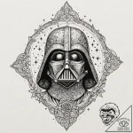Linework tattoo design of darth vader’s silho… – tattoo sketch (№1751872202_0, 07.07.2025 07:10) — tattoovalue.net