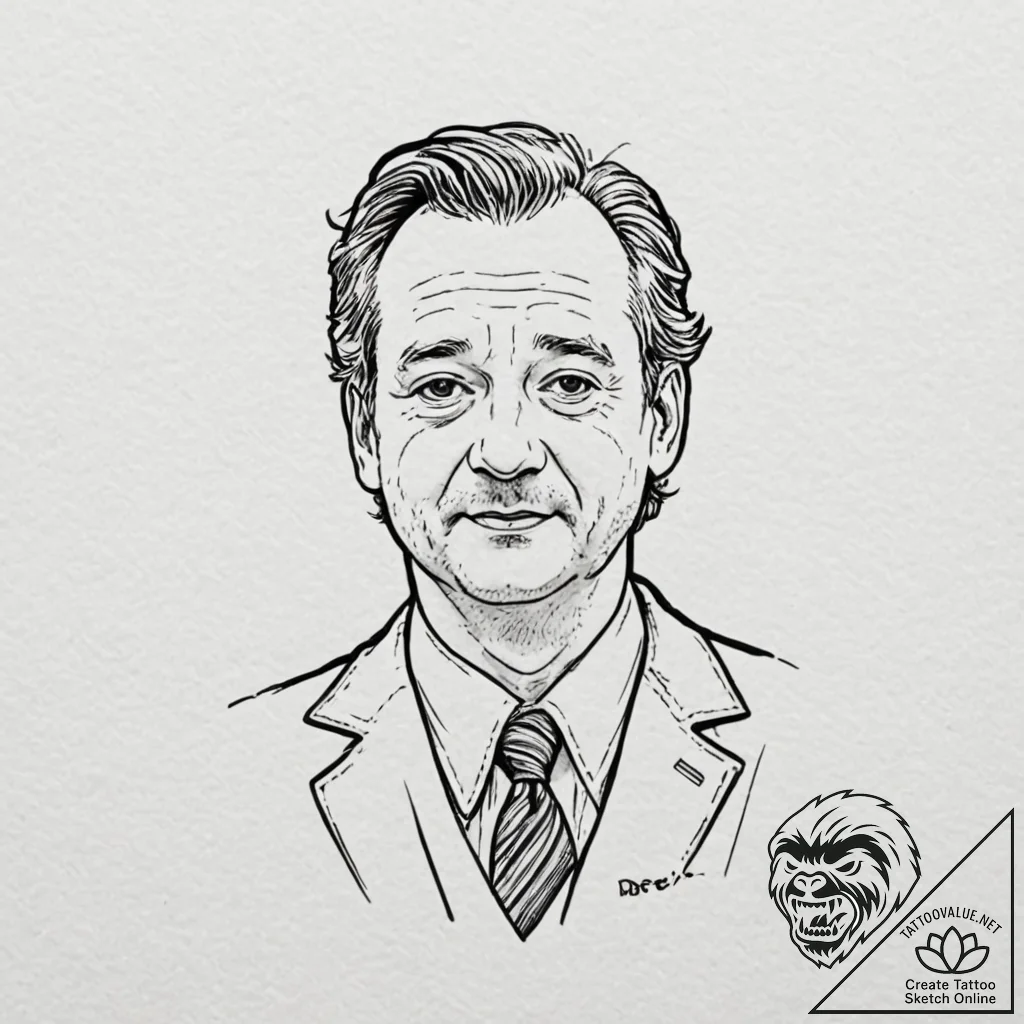 A graphic novel panel of bill murray as dr. p... - tattoo sketch (№1751872367_0, 07.07.2025 07:12) — tattoovalue.net