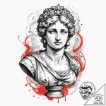 Vaporwave bust of a roman statue, concept art… – tattoo sketch (№1751872450_0, 07.07.2025 07:14) — tattoovalue.net