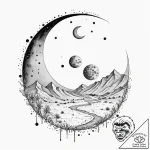Watercolor sketch of the twin moons of arraki… – tattoo sketch (№1751872617_0, 07.07.2025 07:16) — tattoovalue.net