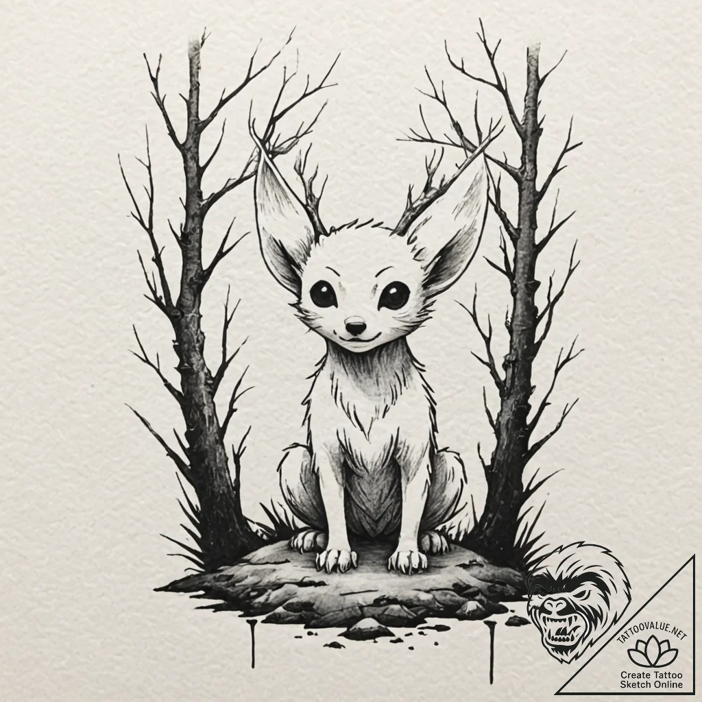 The forest spirits (kodama) from princess mon... - tattoo sketch (№1751873020_0, 07.07.2025 07:23) — tattoovalue.net