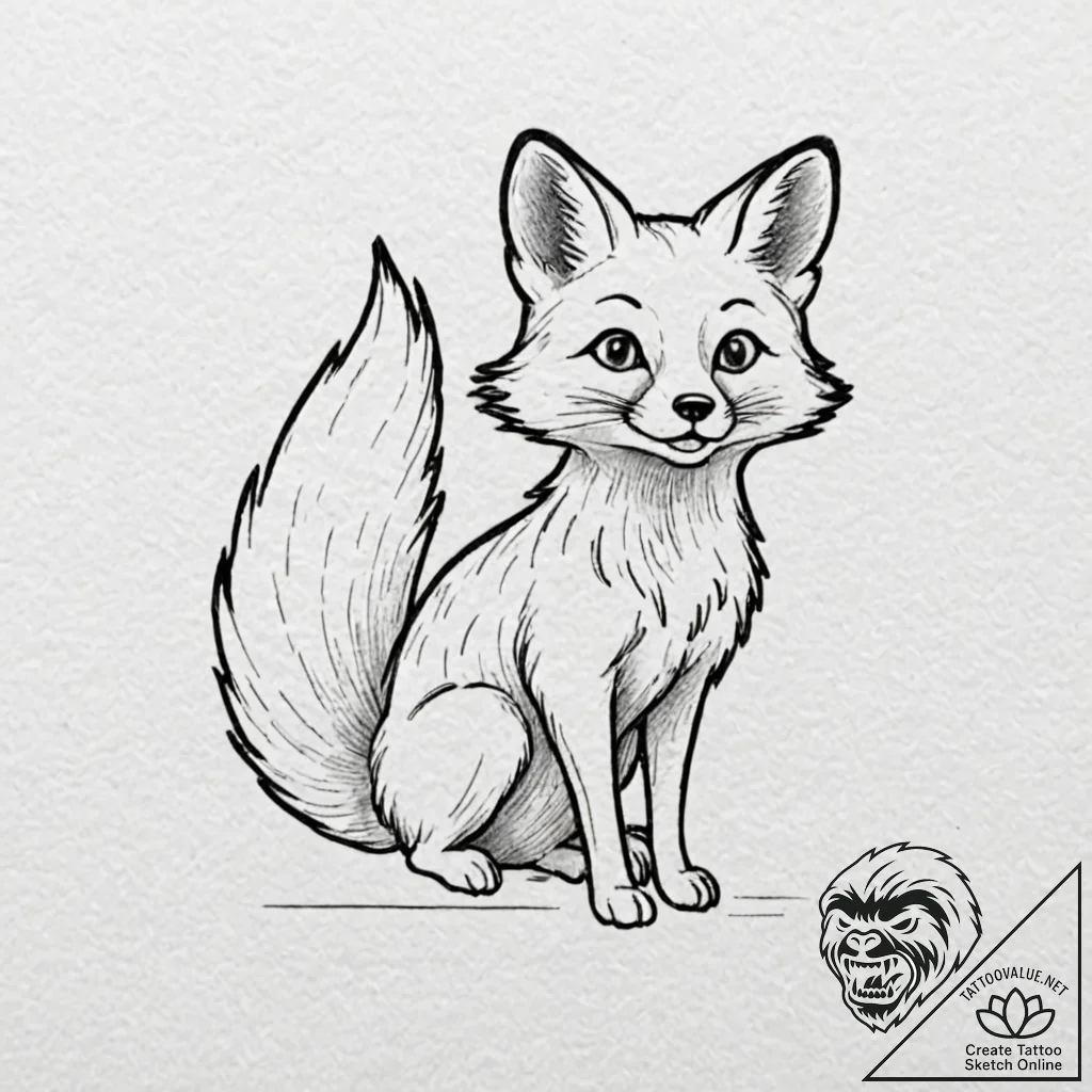A minimalist tattoo of the fox from fantastic... - tattoo sketch (№1751873100_0, 07.07.2025 07:25) — tattoovalue.net