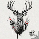 Deer, artistic tattoo sketch, on textured art… – tattoo sketch (№1751873416_0, 07.07.2025 07:30) — tattoovalue.net
