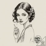 A linework tattoo of her long cigarette holde… – tattoo sketch (№1751874180_0, 07.07.2025 07:43) — tattoovalue.net