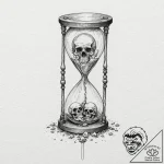 Hourglass with skulls instead of sand, tattoo… – tattoo sketch (№1751874516_0, 07.07.2025 07:48) — tattoovalue.net