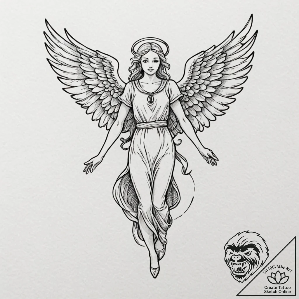Angel wings, concept art for tattoo, clean li... - tattoo sketch (№1751874941_0, 07.07.2025 07:55) — tattoovalue.net