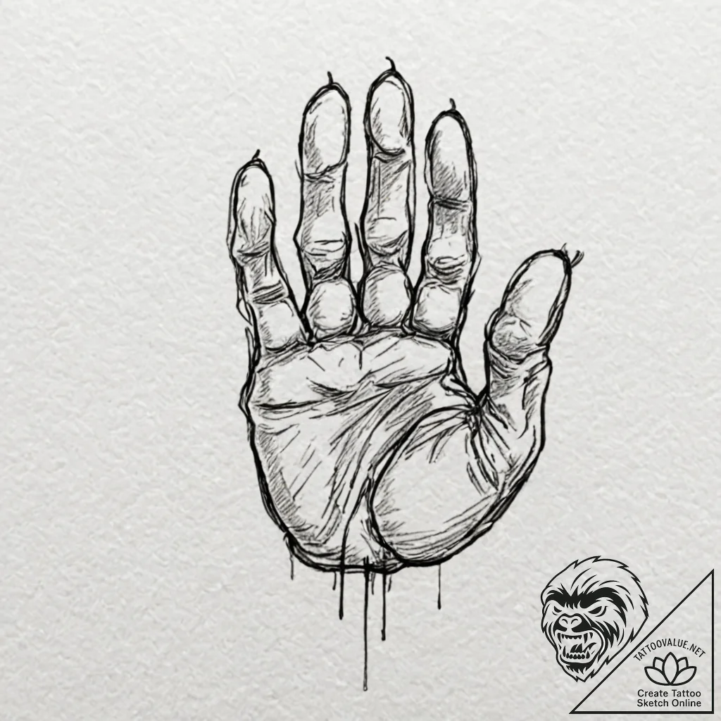 Paw, ink illustration for tattoo, black and g... - tattoo sketch (№1751876286_0, 07.07.2025 08:18) — tattoovalue.net