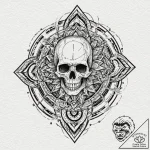 A trash polka design of the future war, skull… – tattoo sketch (№1751876625_0, 07.07.2025 08:23) — tattoovalue.net