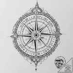 A norse compass (vegvisir), tattoo line art,… – tattoo sketch (№1751876961_0, 07.07.2025 08:29) — tattoovalue.net