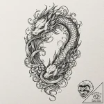 A pair of scissors cutting a string of fate,… – tattoo sketch (№1751877623_0, 07.07.2025 08:40) — tattoovalue.net
