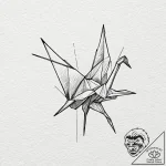 Origami crane, artistic tattoo sketch, on whi… – tattoo sketch (№1751877783_0, 07.07.2025 08:43) — tattoovalue.net