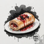 A watercolor sketch of the “strudel with crea… – tattoo sketch (№1751878026_0, 07.07.2025 08:47) — tattoovalue.net