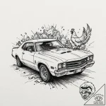 A sketch of the “chickie run” car scene,, tat… – tattoo sketch (№1751878120_0, 07.07.2025 08:48) — tattoovalue.net