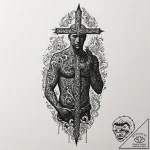Man (silhouette/figure), ink illustration for… – tattoo sketch (№1751878540_0, 07.07.2025 08:55) — tattoovalue.net