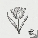 Tulip, tattoo line art, moderately detailed,… – tattoo sketch (№1751878795_0, 07.07.2025 08:59) — tattoovalue.net