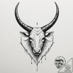 Horns, tattoo flash sheet design, black and w… – tattoo sketch (№1751878881_0, 07.07.2025 09:01) — tattoovalue.net