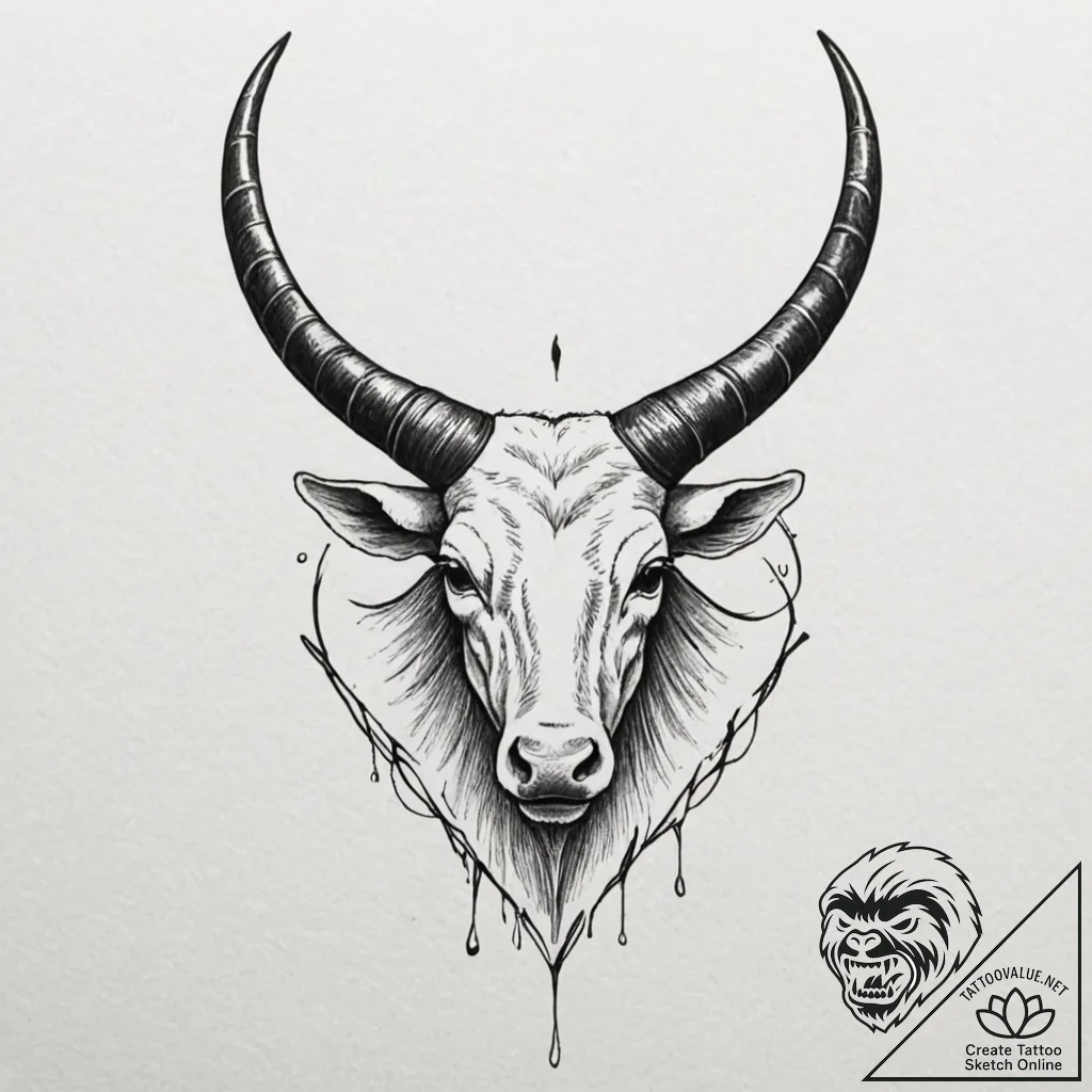Horns, tattoo flash sheet design, black and w... - tattoo sketch (№1751878881_0, 07.07.2025 09:01) — tattoovalue.net