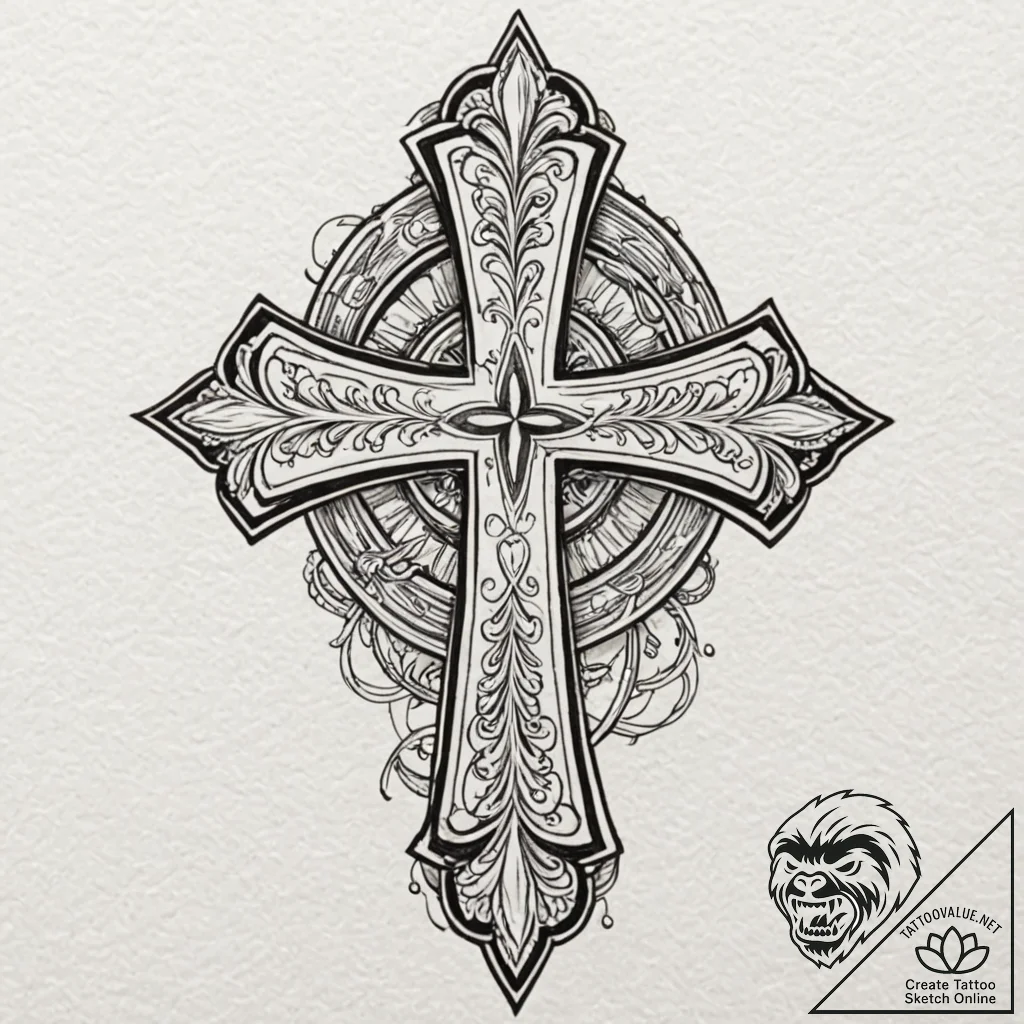 A templar knight's cross, ink illustration fo... - tattoo sketch (№1751879472_0, 07.07.2025 09:11) — tattoovalue.net