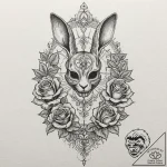 A minimalist tattoo of the rabbit from donnie… – tattoo sketch (№1751879555_0, 07.07.2025 09:12) — tattoovalue.net