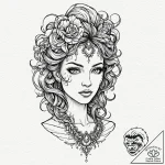 Banshee, tattoo sketch design, stylized inter… – tattoo sketch (№1751879639_0, 07.07.2025 09:13) — tattoovalue.net