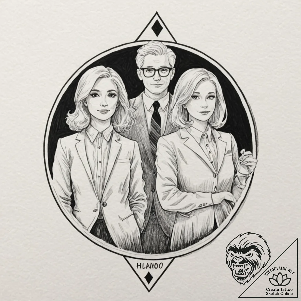 A watercolor tattoo of the main characters fr... - tattoo sketch (№1751880314_0, 07.07.2025 09:25) — tattoovalue.net