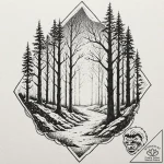 Forest, tattoo flash sheet design, subtle dro… – tattoo sketch (№1751880482_0, 07.07.2025 09:28) — tattoovalue.net