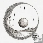 Watercolor sketch of the twin moons of arraki… – tattoo sketch (№1751880819_0, 07.07.2025 09:33) — tattoovalue.net