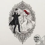 A watercolor tattoo of the iconic “goth dance… – tattoo sketch (№1751882078_0, 07.07.2025 09:54) — tattoovalue.net