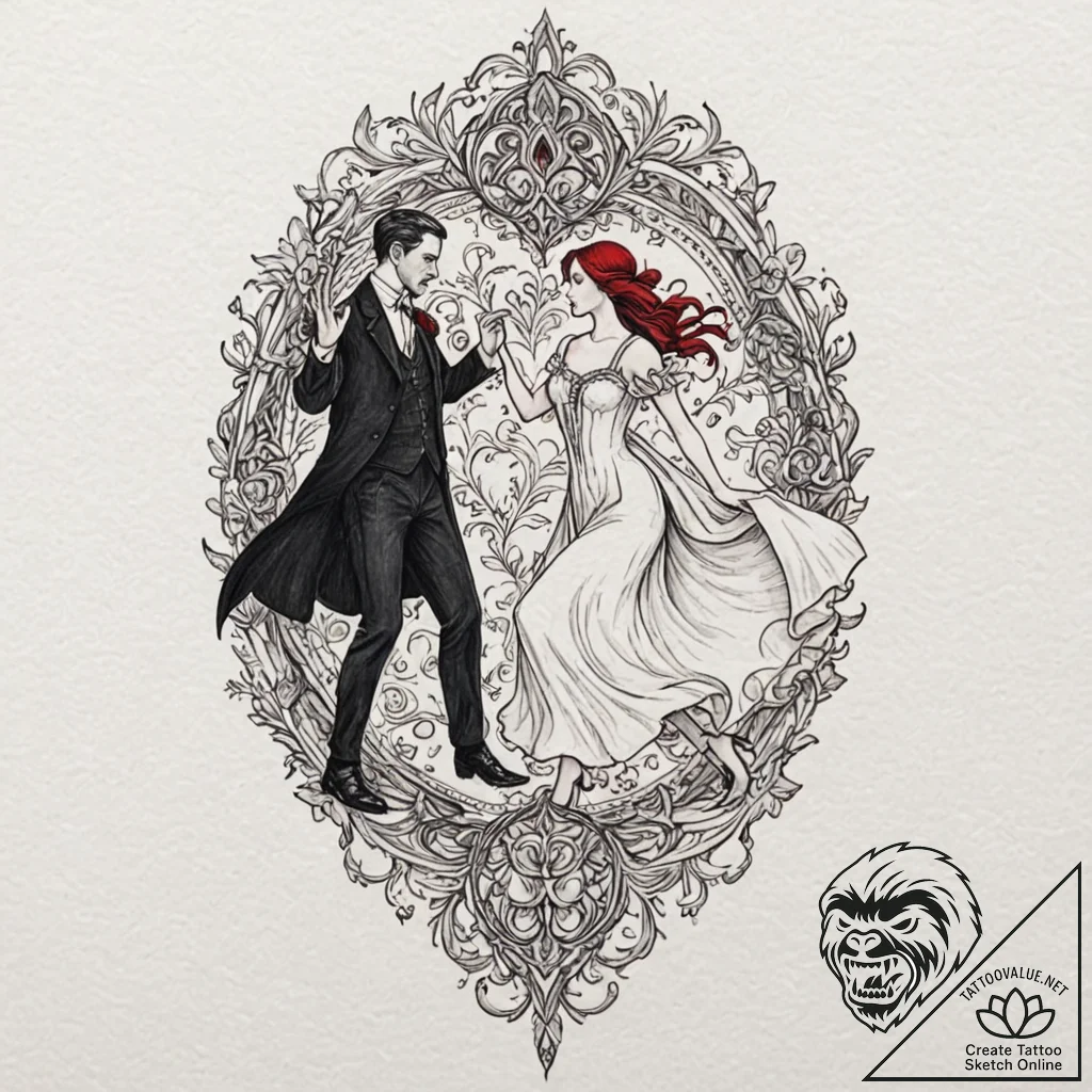 A watercolor tattoo of the iconic "goth dance... - tattoo sketch (№1751882078_0, 07.07.2025 09:54) — tattoovalue.net