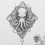 Cthulhu, tattoo flash sheet design, subtle dr… – tattoo sketch (№1751882162_0, 07.07.2025 09:56) — tattoovalue.net