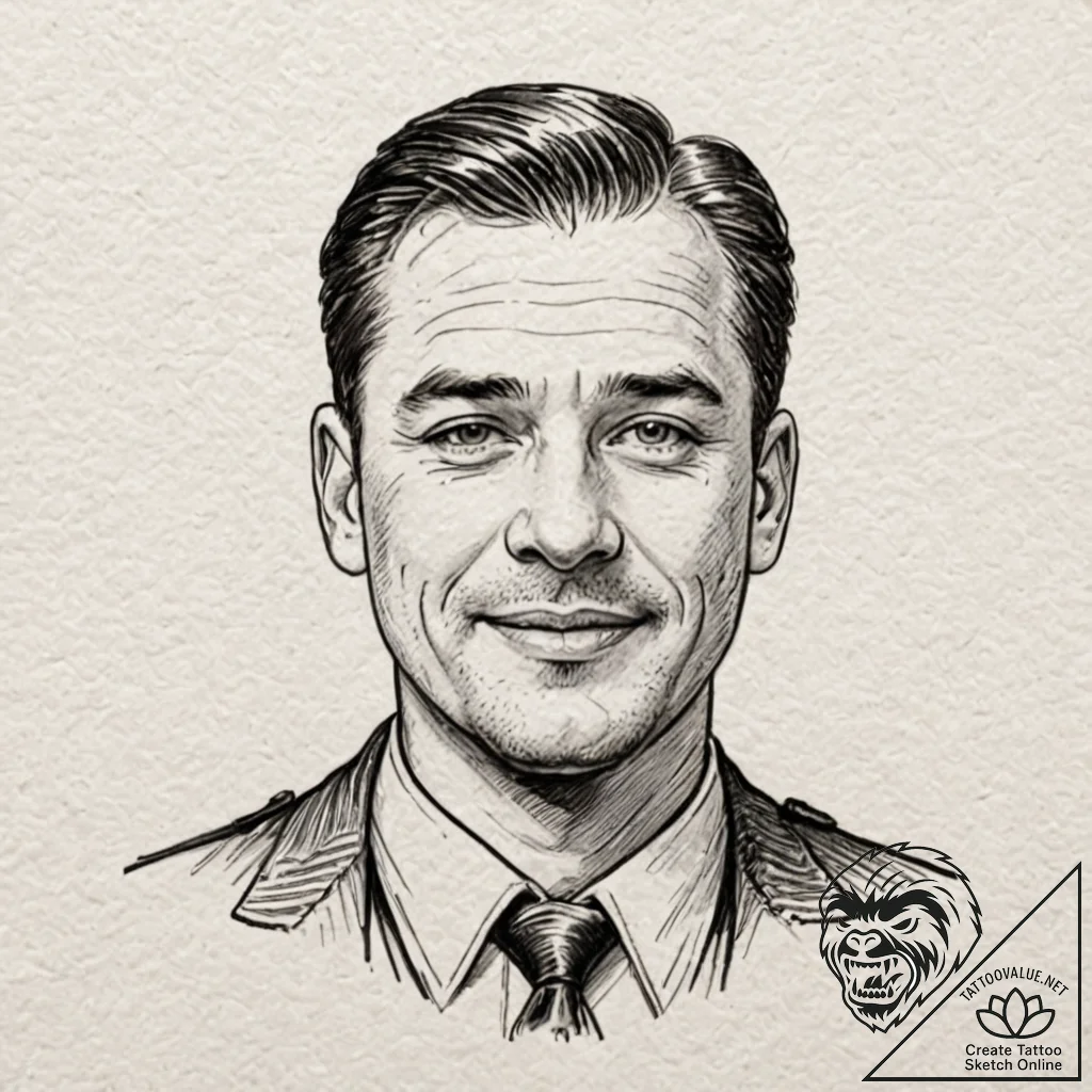 A graphic novel portrait of col. hans landa f... - tattoo sketch (№1751882498_0, 07.07.2025 10:01) — tattoovalue.net