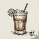A linework tattoo of a white russian cocktail… – tattoo sketch (№1751883495_0, 07.07.2025 10:18) — tattoovalue.net