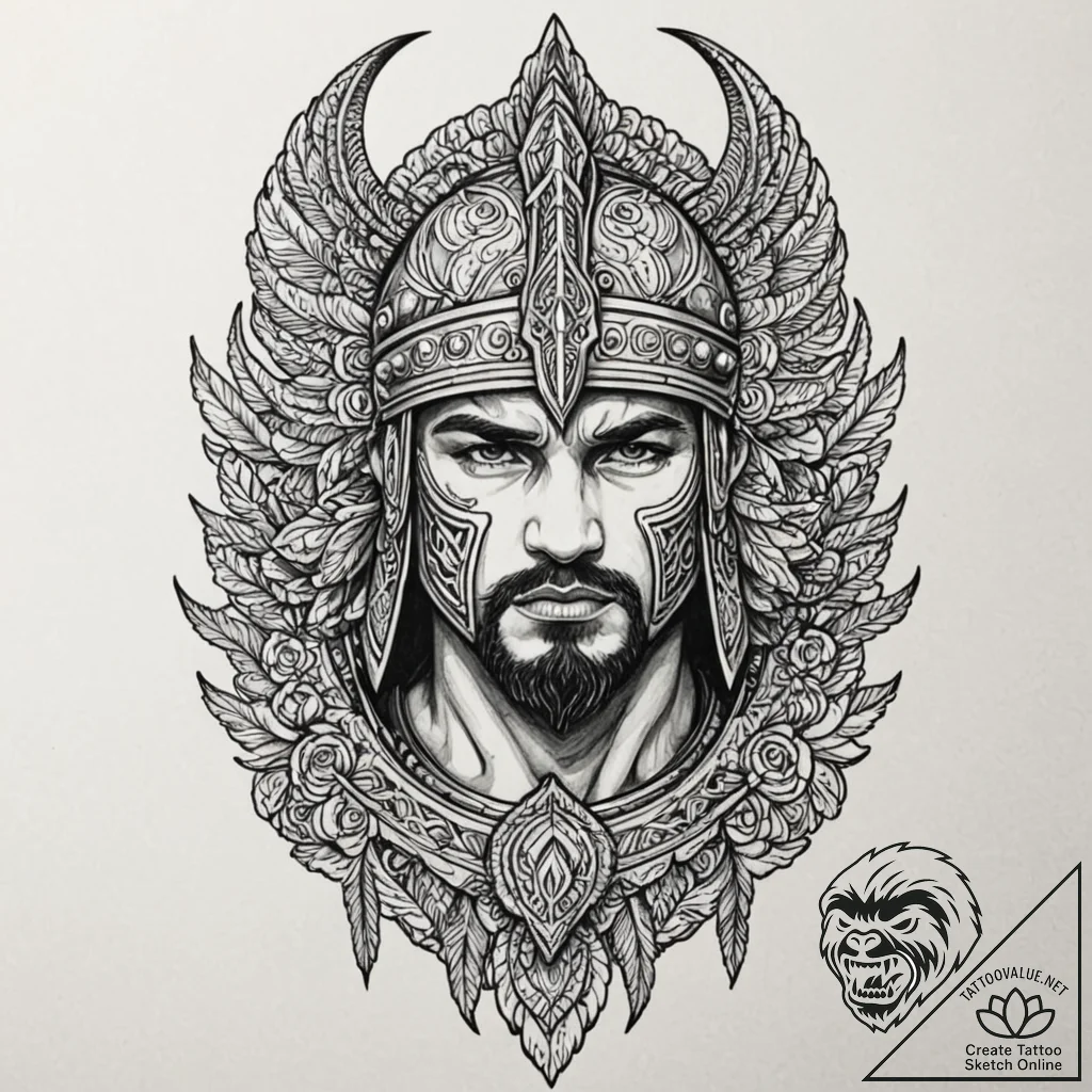 Gladiator, tattoo drawing outline, blackwork... - tattoo sketch (№1751884397_0, 07.07.2025 10:33) — tattoovalue.net