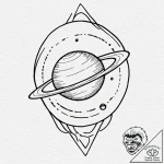 Saturn (planet), tattoo line art, no backgrou… – tattoo sketch (№1751884482_0, 07.07.2025 10:34) — tattoovalue.net