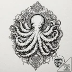 Octopus, ink illustration for tattoo, unique… – tattoo sketch (№1751884901_0, 07.07.2025 10:41) — tattoovalue.net