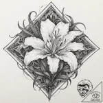 Lily, concept art for tattoo, dynamic composi… – tattoo sketch (№1751884986_0, 07.07.2025 10:43) — tattoovalue.net
