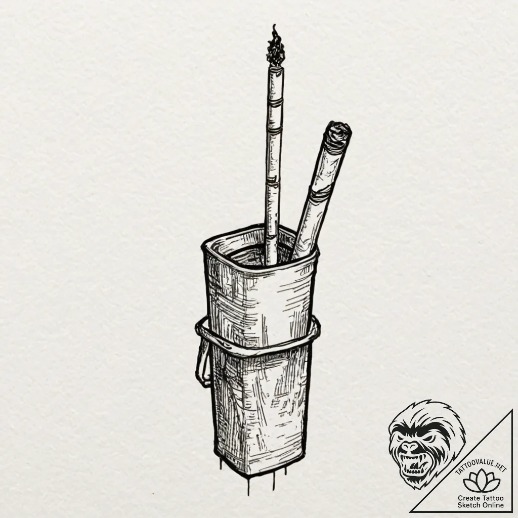 A linework tattoo of her long cigarette holde... - tattoo sketch (№1751885322_0, 07.07.2025 10:48) — tattoovalue.net