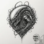 A xenomorph from alien, ink illustration for… – tattoo sketch (№1751885744_0, 07.07.2025 10:55) — tattoovalue.net