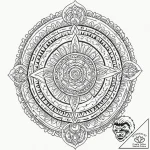 A mayan calendar stone, ink illustration for… – tattoo sketch (№1751886248_0, 07.07.2025 11:04) — tattoovalue.net