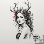 A watercolor tattoo of a beautiful dryad or w… – tattoo sketch (№1751887089_0, 07.07.2025 11:18) — tattoovalue.net