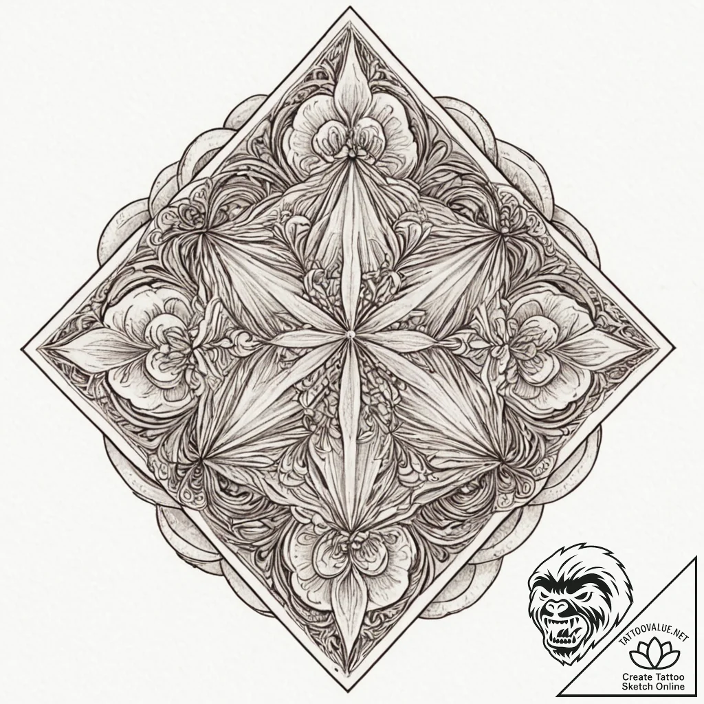 A linework design of the horadric cube from d... - tattoo sketch (№1751887679_0, 07.07.2025 11:27) — tattoovalue.net