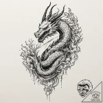 A trash polka composition of a wendigo, a cre… – tattoo sketch (№1751887764_0, 07.07.2025 11:29) — tattoovalue.net