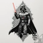 Graphic novel art of darth vader in a dynamic… – tattoo sketch (№1751887848_0, 07.07.2025 11:30) — tattoovalue.net
