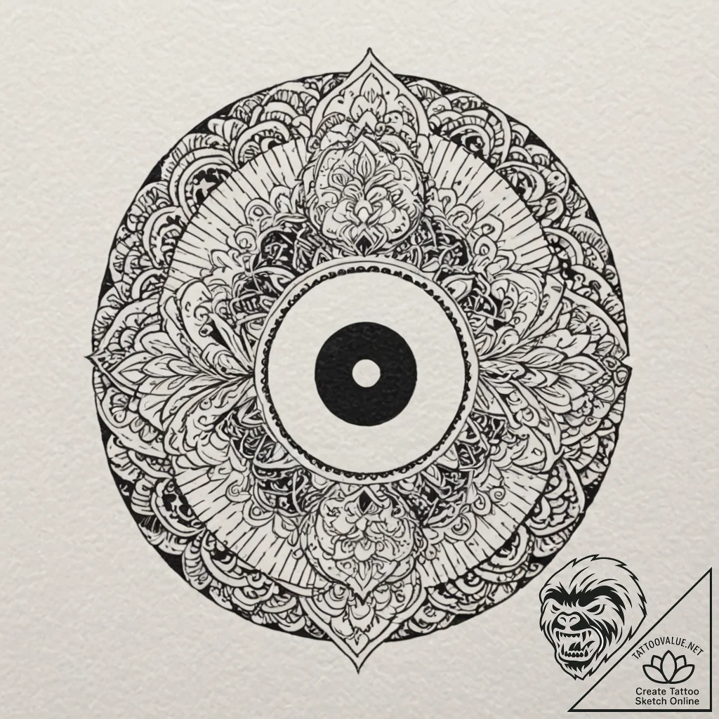 Yin-yang, tattoo line art, dotwork shading, s... - tattoo sketch (№1751887932_0, 07.07.2025 11:32) — tattoovalue.net