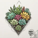 A terrarium with succulents, tattoo drawing o… – tattoo sketch (№1751888187_0, 07.07.2025 11:36) — tattoovalue.net