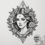 Valkyrie, tattoo line art, sepia tone sketch,… – tattoo sketch (№1751888898_0, 07.07.2025 11:48) — tattoovalue.net
