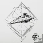 Linework design of a star destroyer, seen fro… – tattoo sketch (№1751889401_0, 07.07.2025 11:56) — tattoovalue.net