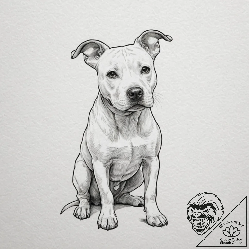 Pit bull terrier, concept art for tattoo, mut... - tattoo sketch (№1751900148_0, 07.07.2025 14:55) — tattoovalue.net